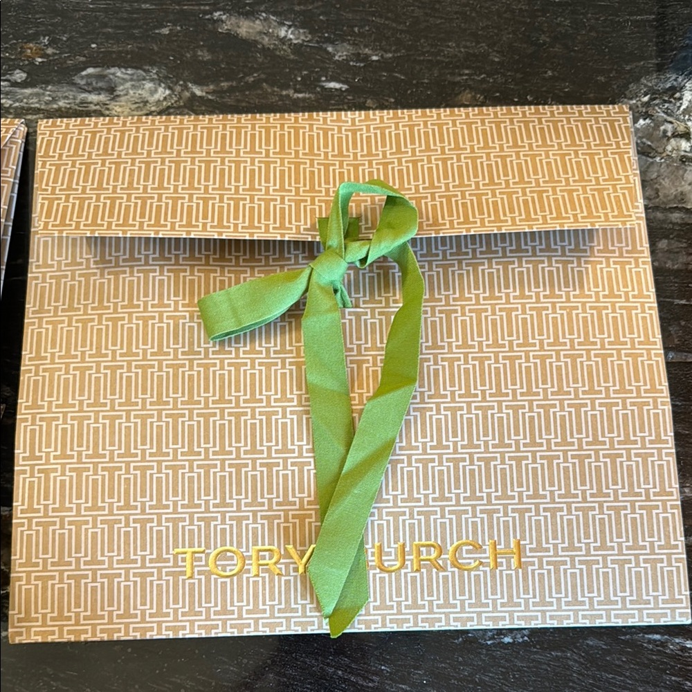 Tory Burch Patterned Box with Green Ribbon